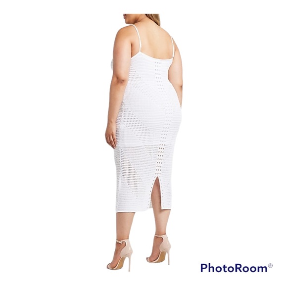 NWT Express Crochet V-Neck Midi Sweater Dress - Picture 7 of 8